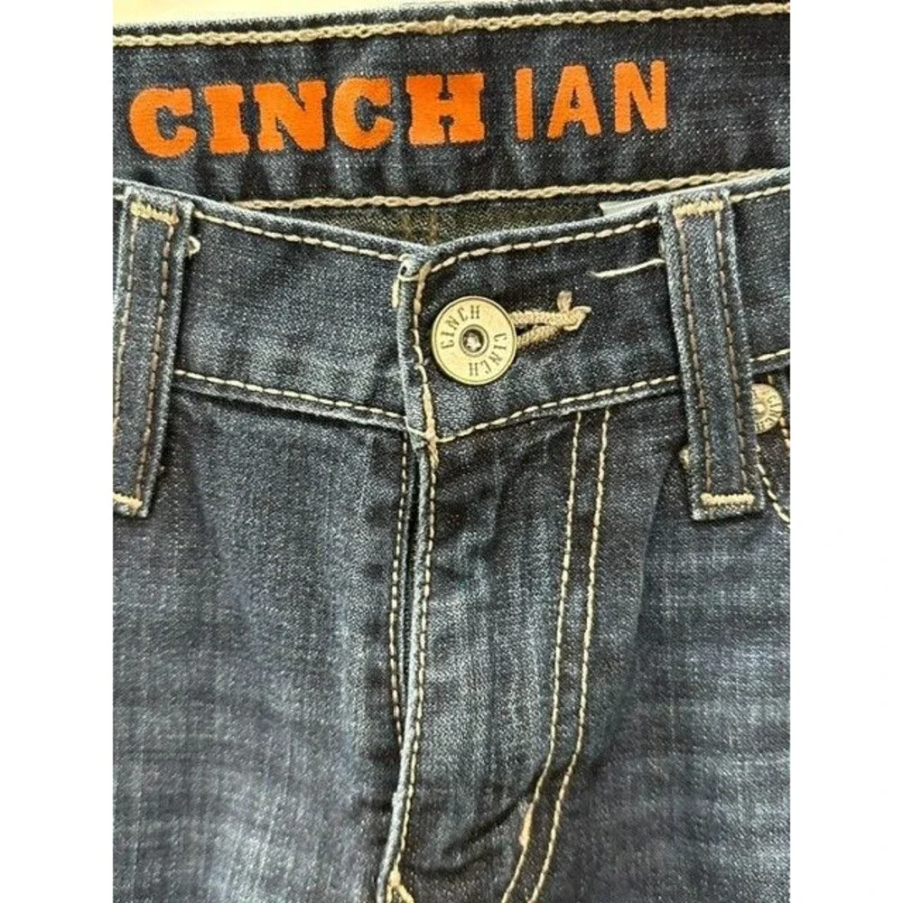 Cinch Ian Slim Fit Dark Wash Bootcut Jeans Size 30x34 Western Embroidered Cowboy